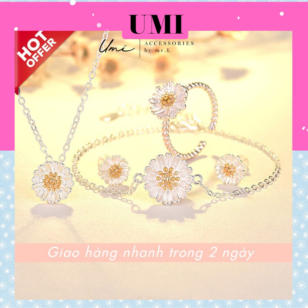 Phụ Kiện Trang Sức Set Phụ Kiện Trang Sức Set 3 Món Nữ Thiết Kế Hình Hoa Cúc Thanh Lịch UMI TZ005