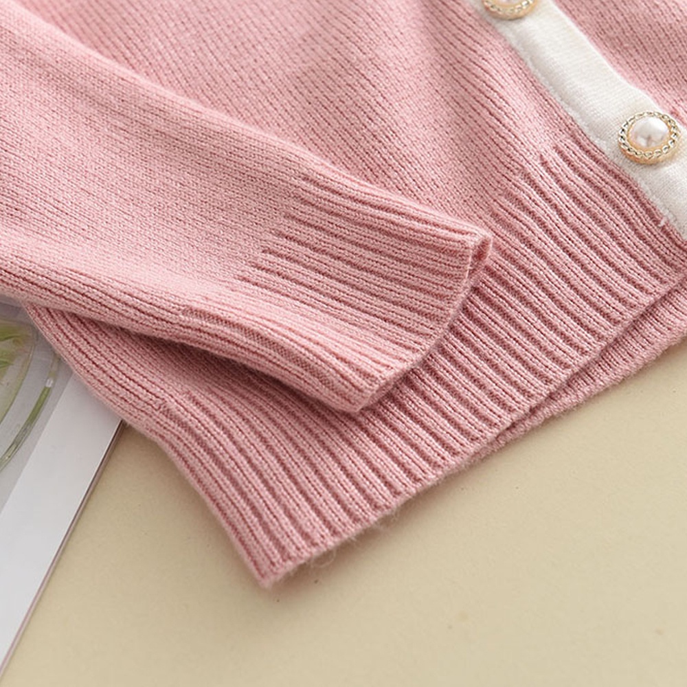 Bộ đồ BEAR LEADER gồm áo khoác cardigan len và chân váy xếp ly sọc caro thời trang mùa thu dành cho bé 3-7 tuổi