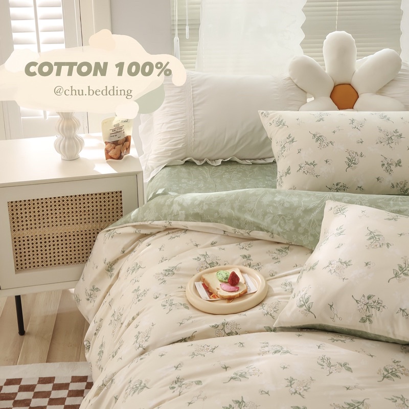 Bộ chăn ga gối Cotton 100%: hoạ tiết