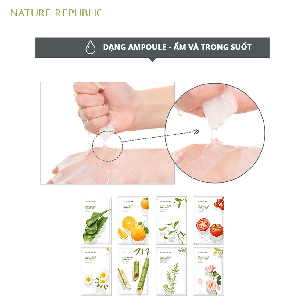 Nature Republic Mặt nạ giấy dưỡng ẩm, làm dịu da Real Nature Aloe Mask Sheet 23ml