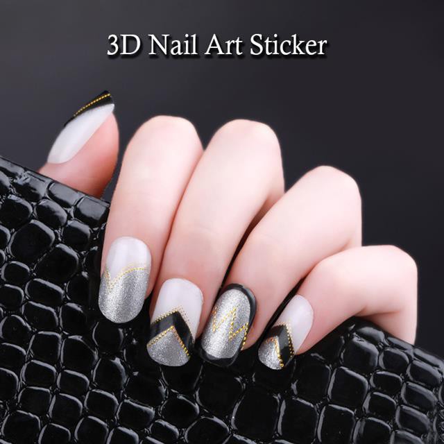 [Hàng mới về] Miếng dán tự trang trí móng tay họa tiết sọc gợn sóng 3D