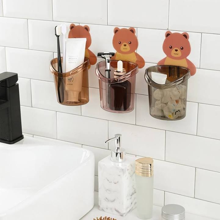 Cốc gấu dán tường để bàn chải đánh răng hình gấu