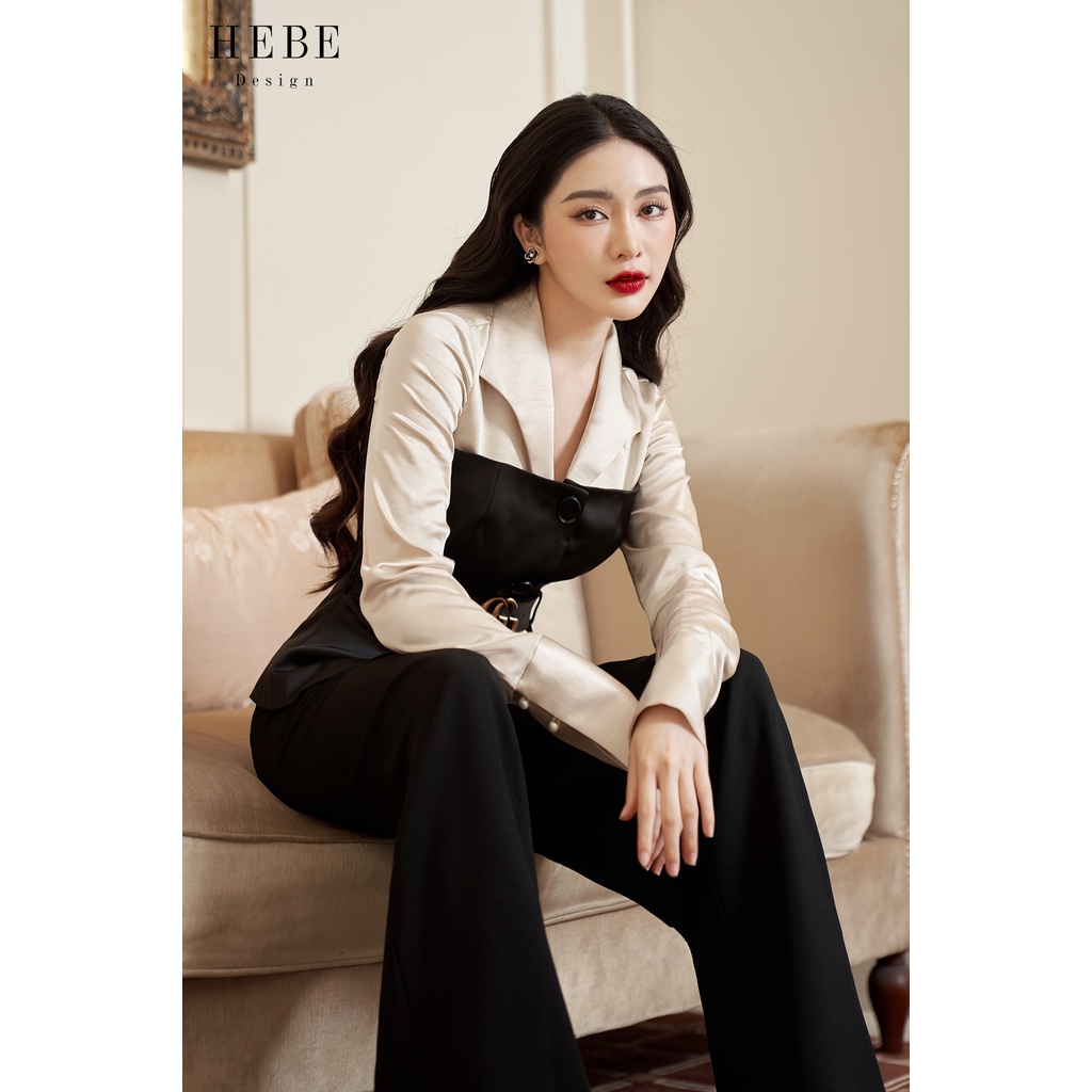 Set áo quây cổ vest cùng quần xuông trendy trẻ trung_HebeDesign_