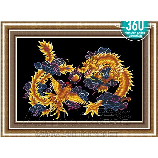 Tranh đính đá hạt tròn Long Phụng Sum Vầy 77250