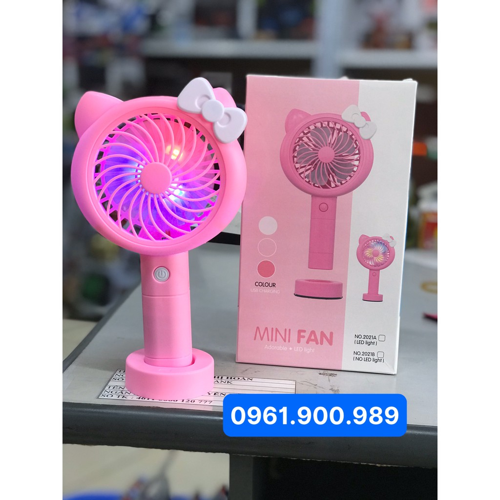 Quạt cầm tay mini fan có sạc và đèn led cực dễ thương