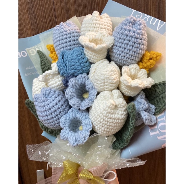 𝑯𝒂𝒏𝒅𝒎𝒂𝒅𝒆 𝑪𝒓𝒐𝒄𝒉𝒆𝒕 𝑻𝒖𝒍𝒊𝒑 𝑭𝒍𝒐𝒘𝒆𝒓𝒔 𝑩𝒐𝒖𝒒𝒖𝒆𝒕 Blue 💐