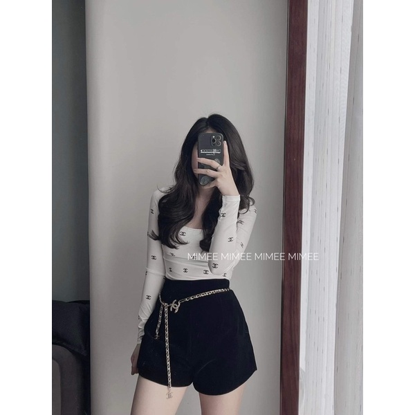 Áo chenal mpb tặng kèm quần short nhung cạp cao mimee