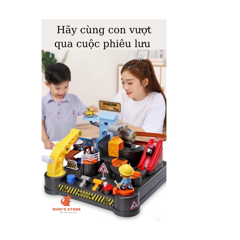 Đồ chơi đường ray ô tô công trình bé tự điều khiển, rèn luyện khả tăng tư duy và vận động tinh, nhanh tay nhanh mắt