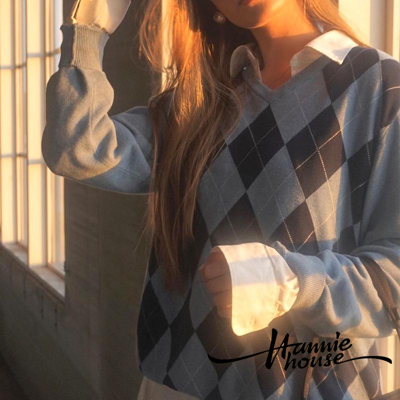 Áo len dài tay cổ chữ V hợp thời trang cho nữ