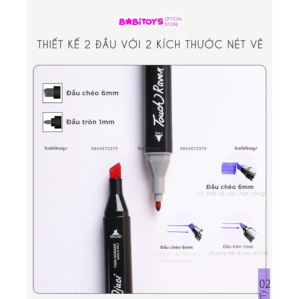 Bộ bút màu dạ, bút vẽ marker cao cấp chuyên dụng tặng kèm túi vải