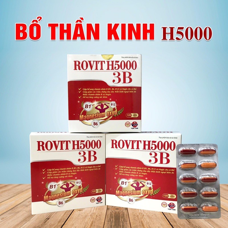 Rovit H5000 3B - Bổ sung vitamin B và Magie, tăng cường sức khỏe (Hộp 100 viên)