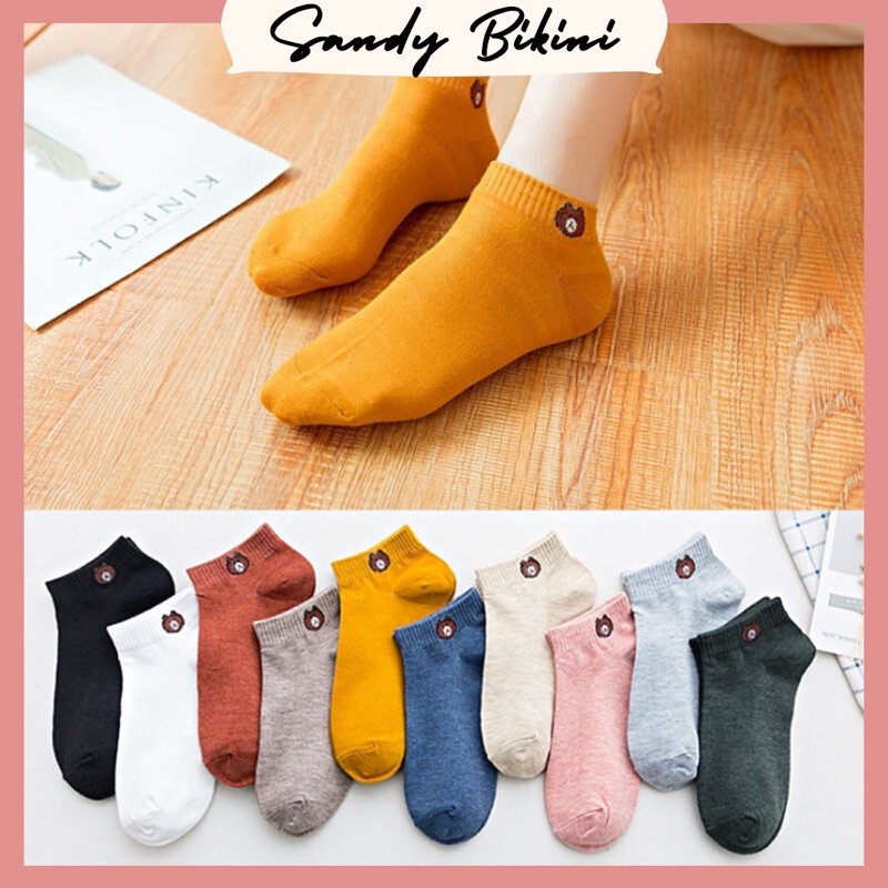 Set 10 Đôi Tất Hình Gấu Cute Kèm Túi Rút