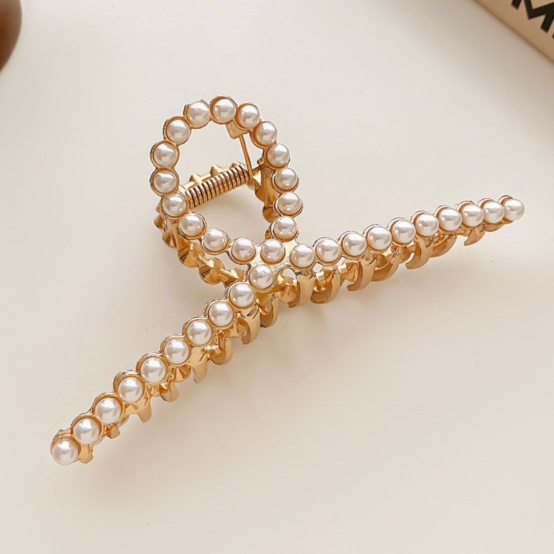 Kẹp tóc màu vàng đính ngọc trai giả thời trang sang trọng phong cách hàn quốc cho nữ