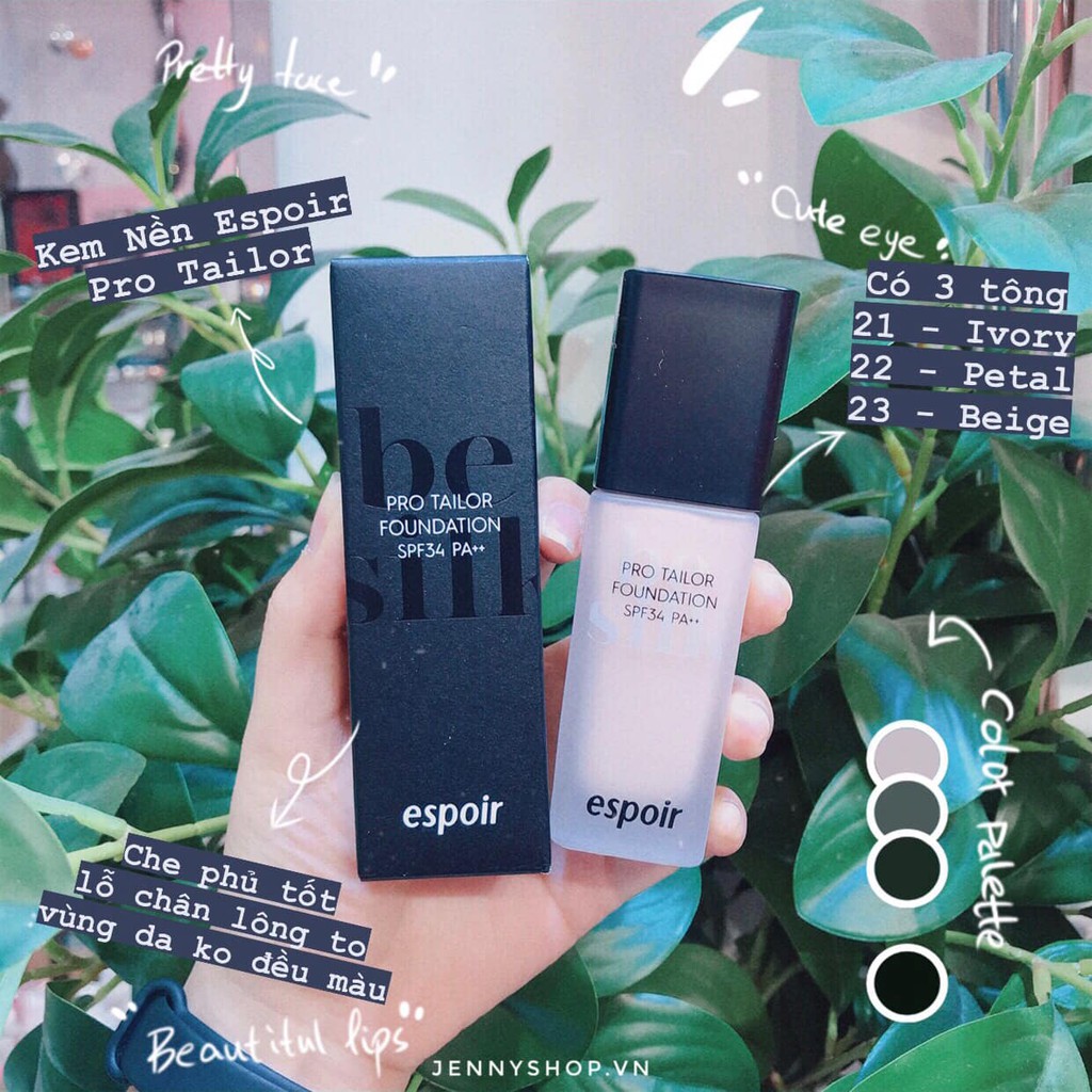 Kem Nền Espoir Pro Tailor Foundation Be Silk Spf34 Pa++ 30ml