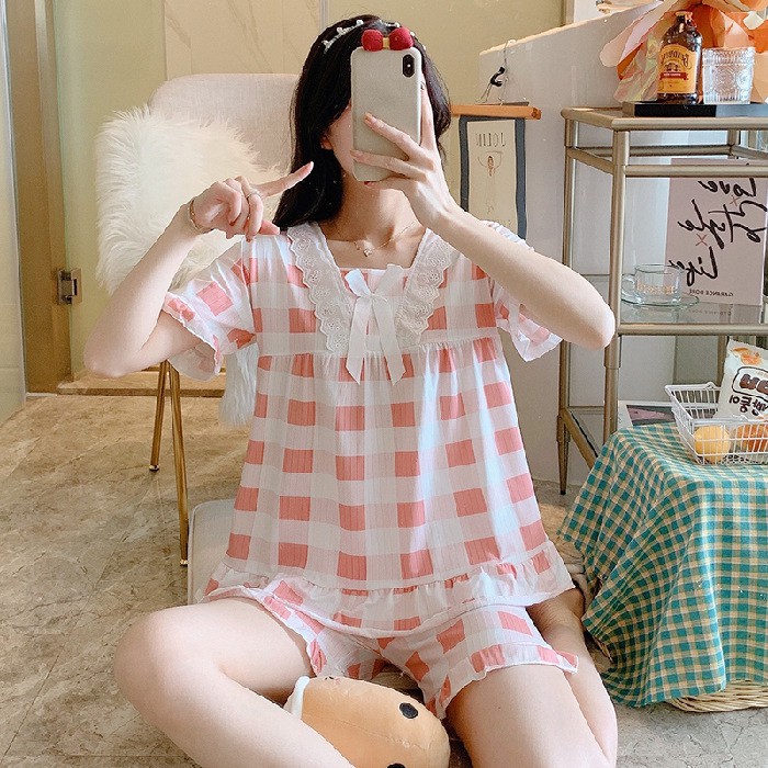 Bộ Đồ Ngủ Nữ Quần Áo Cộc Tay Mặc Ở Nhà Mùa Hè Đi Chơi BĐN24