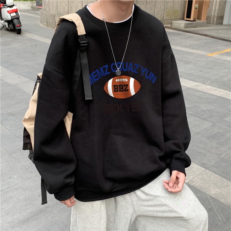 Áo sweater AOKANG tay dài cổ tròn lót nhung dáng rộng thời trang thu đông dành cho nam