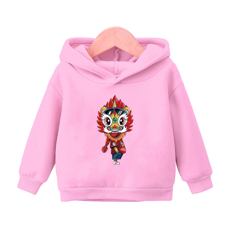 Áo Hoodie Mùa Đông In Hình Sư Tử Nhảy Múa Phong Cách Trung Hoa Mừng Năm Mới Cho Bé Trai Và Gái 1-6 Tuổi