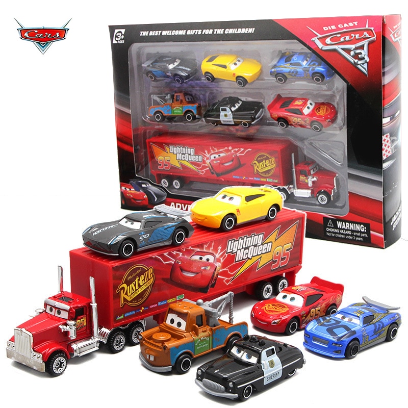 7 CÁI / Bộ Disney Pixar Car 3 Lightning McQueen Jackson Storm Mack Uncle Truck 1:55 Diecast Metal Car Model Toy Boy Christmas Gift