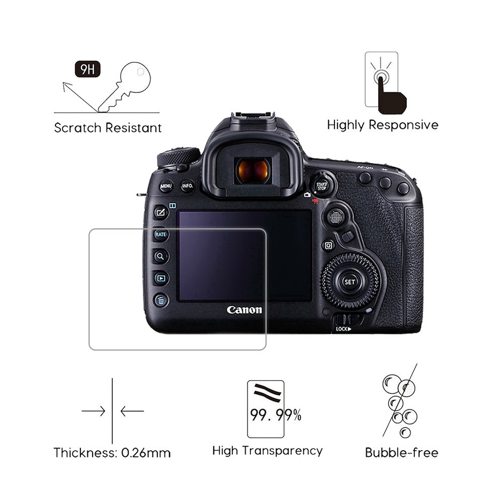 Set 2 kính cường lực 0.3mm 2.5D 9H trong suốt bảo vệ màn hình cho Canon EOS 5D Mark III