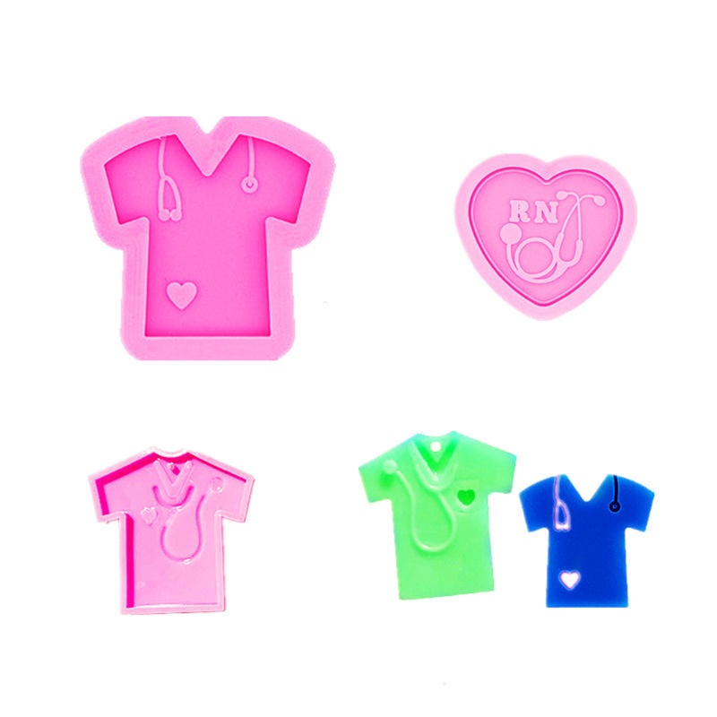 Bộ 3 Khuôn Silicone Tạo Hình Trái Tim Làm Móc Khóa/Trang Sức Thủ Công