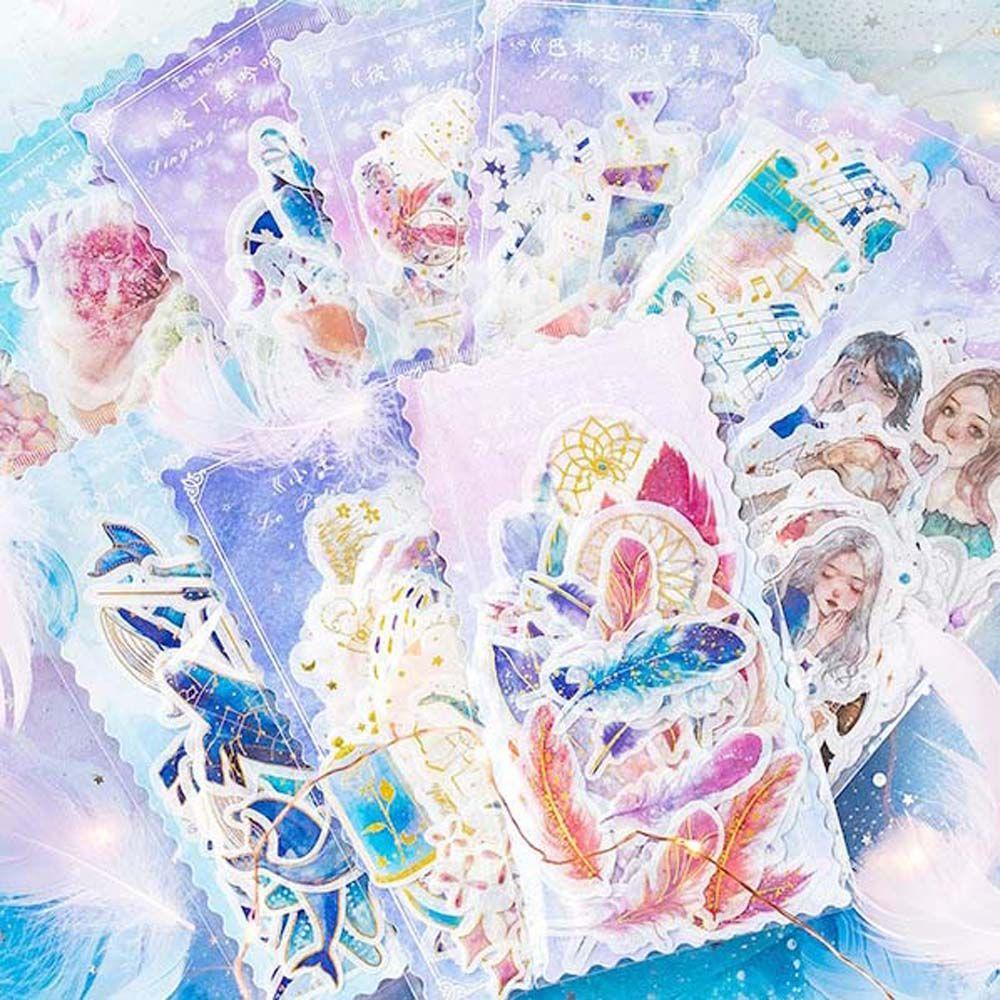 Nhãn Dán Trang Trí Sổ Tay / Nhật Ký Hình Cô Gái Và Chú Nai Bằng Giấy Thủ Công