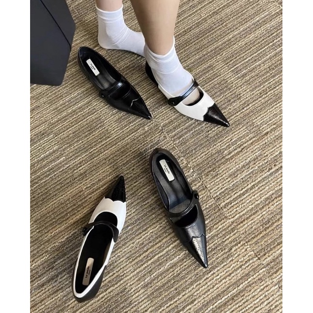 Giày nữ  mũi nhọn/ slingback nữ cao 5cm chất liệu da