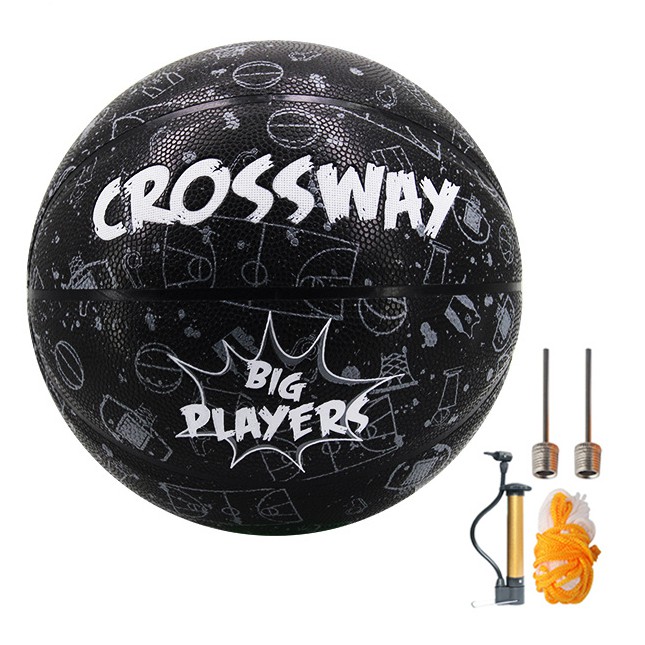 Banh bóng rổ Crossway BigPlayer - Bóng rổ size 7 - Quả bóng rổ da outdoor - Tặng bơm + kim bơm và túi lưới