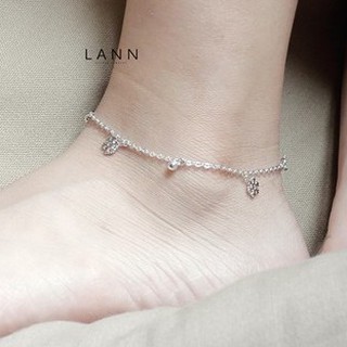 Lắc chân hoa tuyết hạt tròn cách BẠC S925 LANN A018