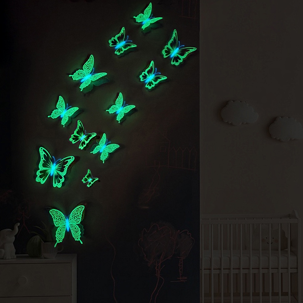 Miếng Dán Tủ Lạnh Hình Bướm 3D Nhiều Màu Sắc Có Nam Châm Thời Trang