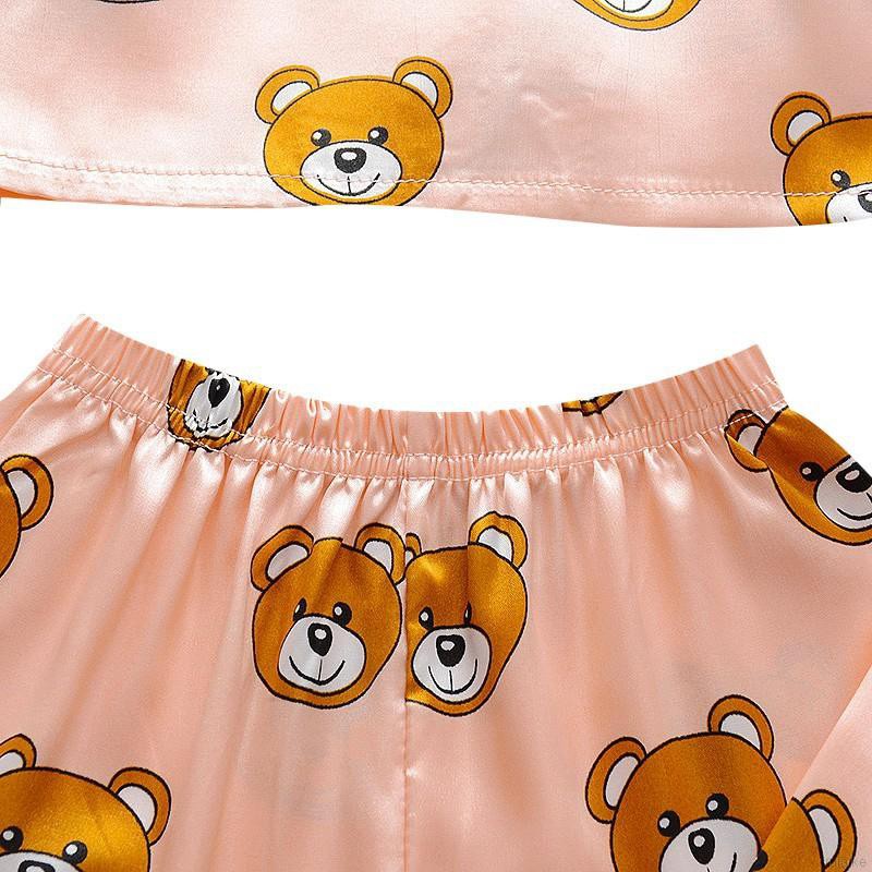 Bộ Đồ Ngủ Pijama Dài Tay In Hình Gấu Hoạt Hình Cho Bé