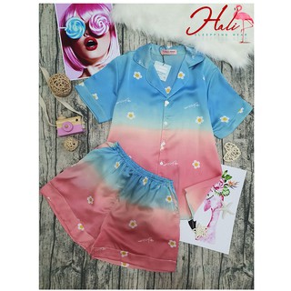 Đồ ngủ lụa satin hoa loang