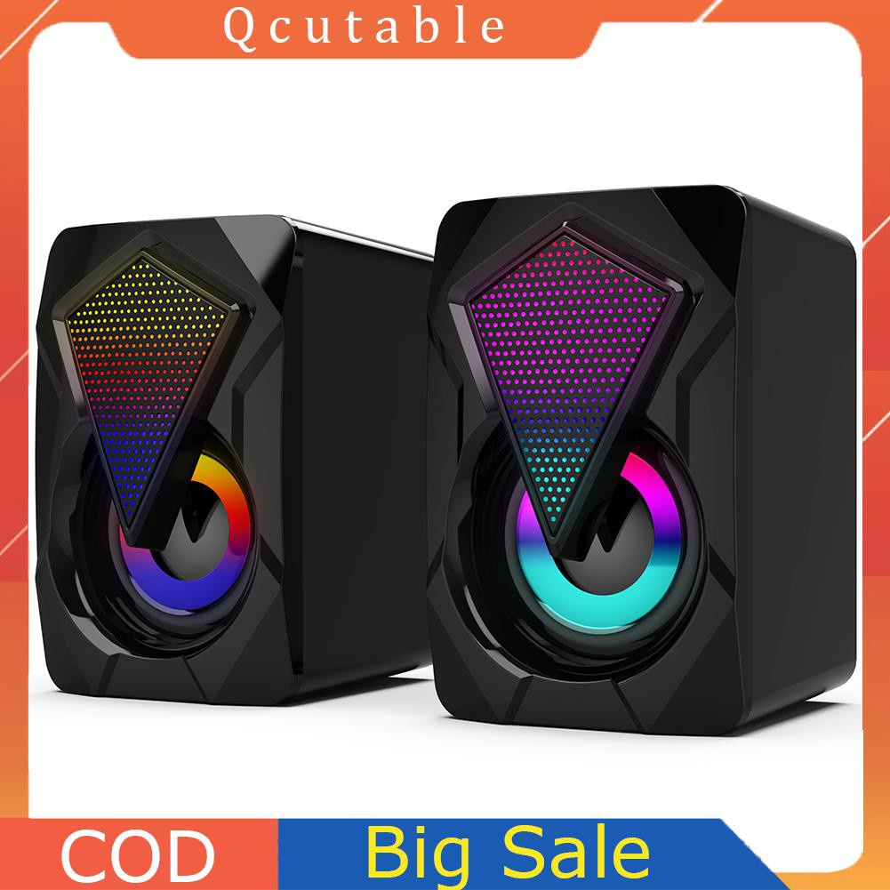 X2 Computer Speakers USB Powered 3Wx2 Bass Speakers with RGB Light for PC