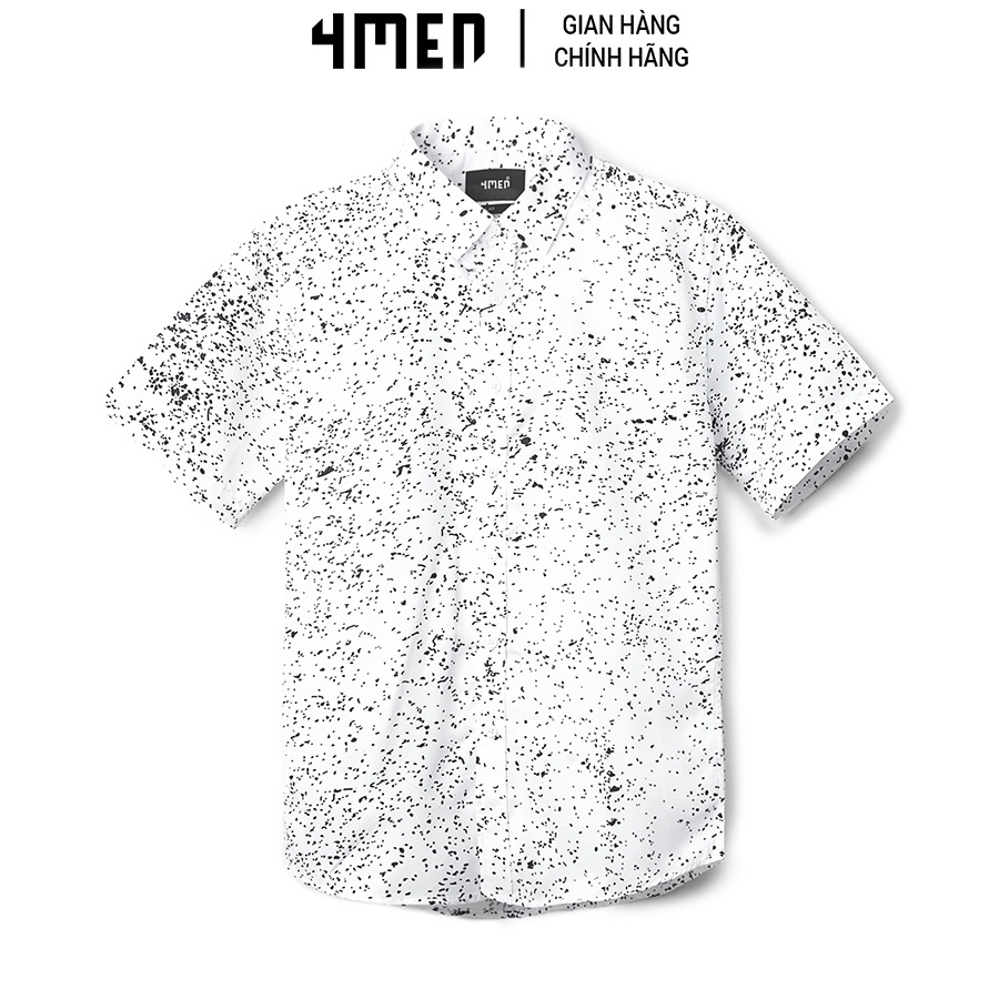 Áo sơ mi nam ngắn tay 4MEN SM080 in họa tiết chấm bi đẹp mới lạ, trẻ trung - Hàng mới về