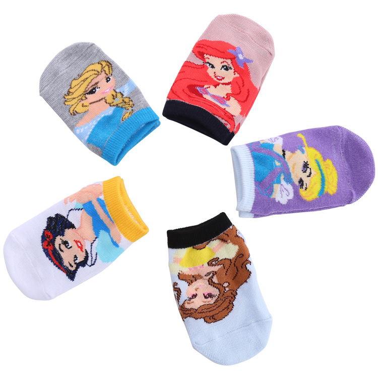 Set 5 Đôi Vớ Cotton Họa Tiết Hoạt Hình Disney Dễ Thương Cho Bé 0-2 Tuổi