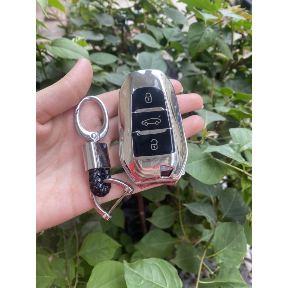 Ốp Chìa Khóa Tráng Gương Xe Peogeot 3008, 5008. kèm móc treo, bảo vệ chìa khóa toàn diện