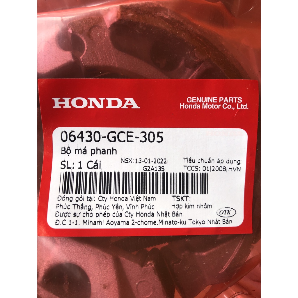 Má phanh (bố thắng) HONDA DREAM, WAVE 100, FUTURE 1 , RSX 110 , WAVE 100 các dòng xe số (06430GCE305)