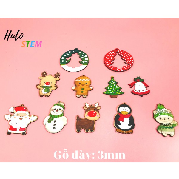 Set 11 Thú Tô Màu Giáng Sinh, 5-7cm, Kèm 2 Cọ Và Vỉ 6 Màu Tô