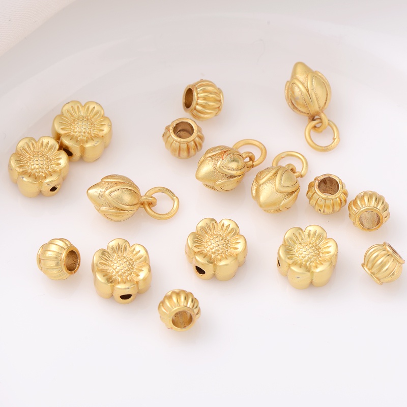 Hạt Xâu Chuỗi Hình Bông Hoa Nhỏ Màu Vàng 18K Chất Lượng Cao diy