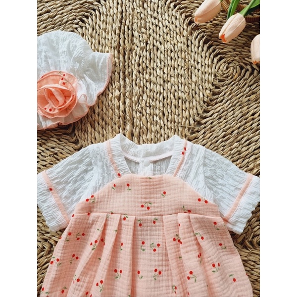 Bodysuit Hanbok Cho Bé Gái Sơ Sinh 0-12 Tháng Kèm Mũ Và Tất Chân, Váy Sơ Sinh, Bodychip Đầy Tháng, Bodysuit Sơ Sinh