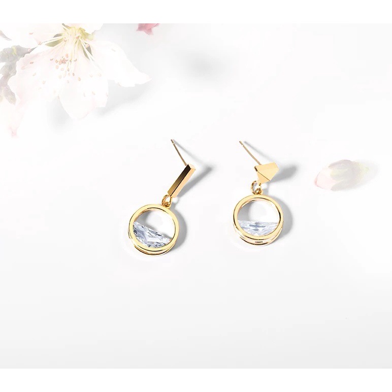 Bông tai đính đá zircon phong cách thời trang hàn quốc
