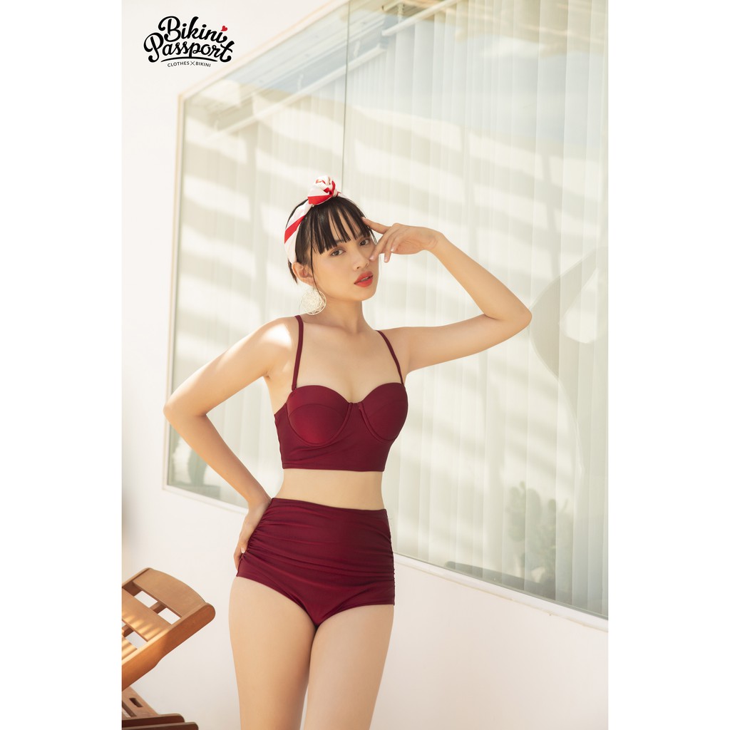[Mã LTNP50 giảm 50K đơn 150K] Đồ bơi Nữ BIKINI PASSPORT kiểu hai mảnh lưng cao, áo hai dây cúp ngực- màu Đỏ - BS363_BX | BigBuy360 - bigbuy360.vn