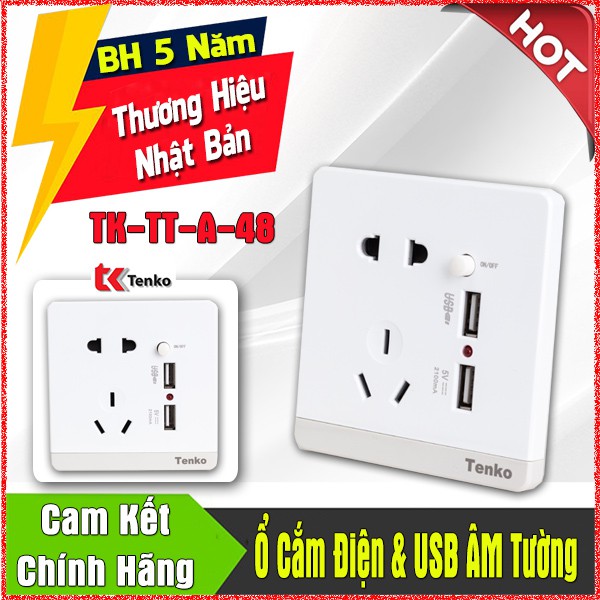 Ổ Cắm Điện Chống Giật 2 Cổng USB TK-TT-A-48