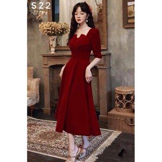 bán sỉ váy nhung đỏ đen