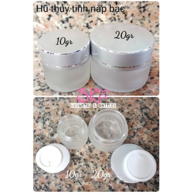 SET 50 HŨ KEM THỦY TINH NẮP BẠC 10gr