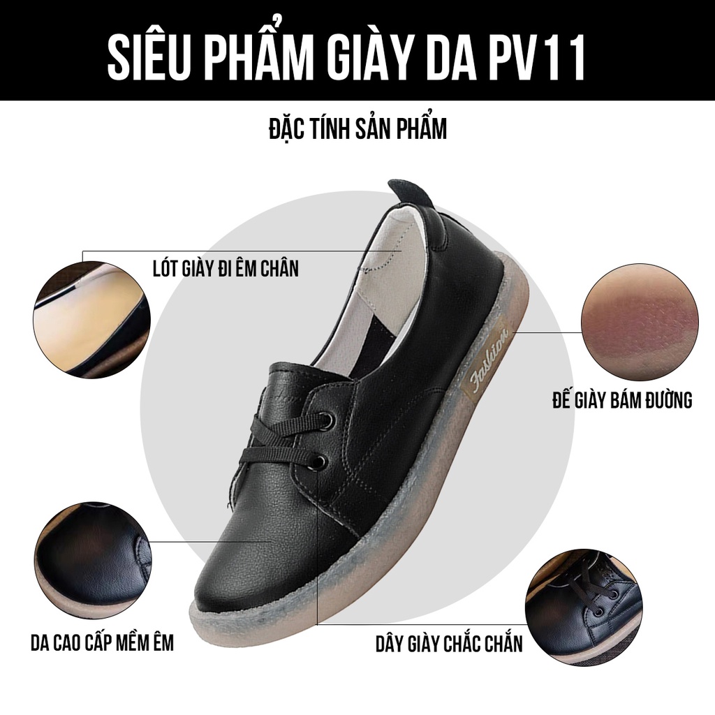 Giày lười nữ chất liệu da slip on kiểu mọi đế cao màu trắng độn đế bảo hành 1 năm TIMAN PV11