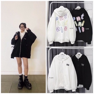 Áo Khoác nỉ Hoodie Tay Bồng In Chữ N Nữ - đằng sau áo in chữ ENT.INI.AIS, ÁO Jacket có mũ from rộng to