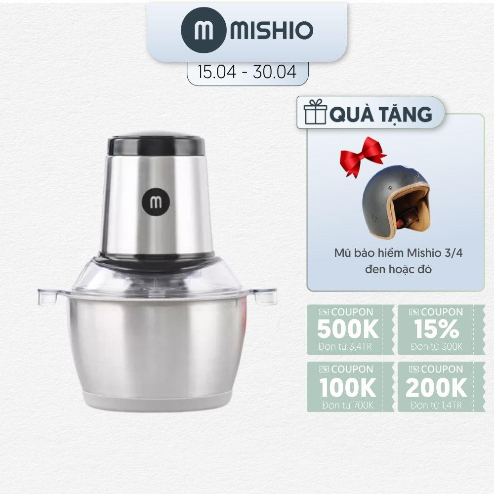 [Mã ELHADEV giảm 4% đơn 300K] Máy xay thịt đa năng cối inox Mishio MK157 1.8L