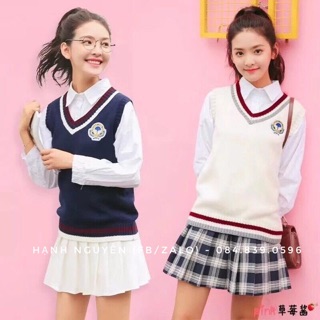 Áo gile len nữ huy hiệu hàn quốc hàng quảng châu