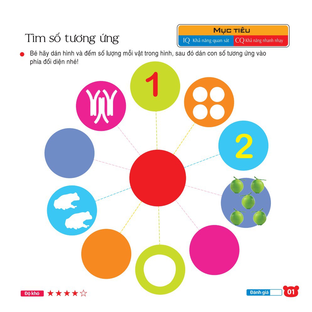 Sách 208 Miếng Dán Hình Thông Minh - IQ-EQ-CQ - Chơi Cùng Các Con Số (Tái Bản)