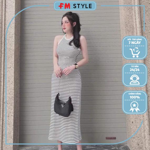 Váy body sát nách thun dáng dài fmstyle, đầm body dài qua gối cổ tròn thun co giãn thoải mái | Fmstyle Shop 220322072